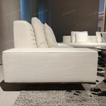 Modern Large-Scale Modular Sectional Sofa with Channel-Tufted Backrest, Integrated Wood Side Cabinet & Premium Textured Fabric